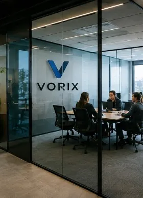Sala de reuniones acristalada del equipo de VORIX